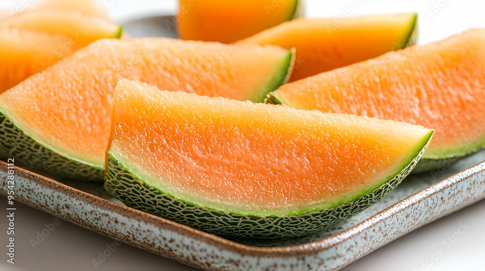 Fresh Sliced Melon on Plate Fresh Sliced Melon on Plate