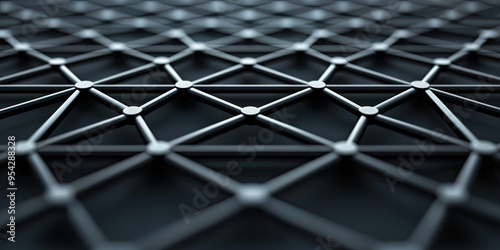 Close-up of a geometric black mesh pattern, showcasing intricate lines and connections in a modern, abstract design. photo