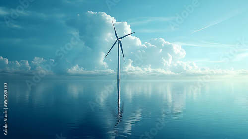 Wind turbine in the ocean w...