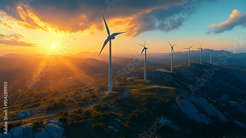 Wind turbines on a mountain...