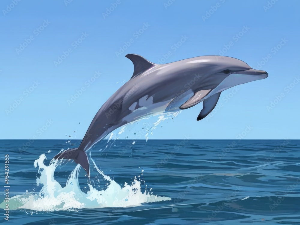 Fototapeta premium Dolphin Leaping Through the Turquoise Waves