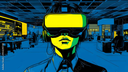 Woman in a virtual reality ...