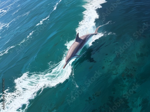 Dolphin Leaping Through the Turquoise Waves