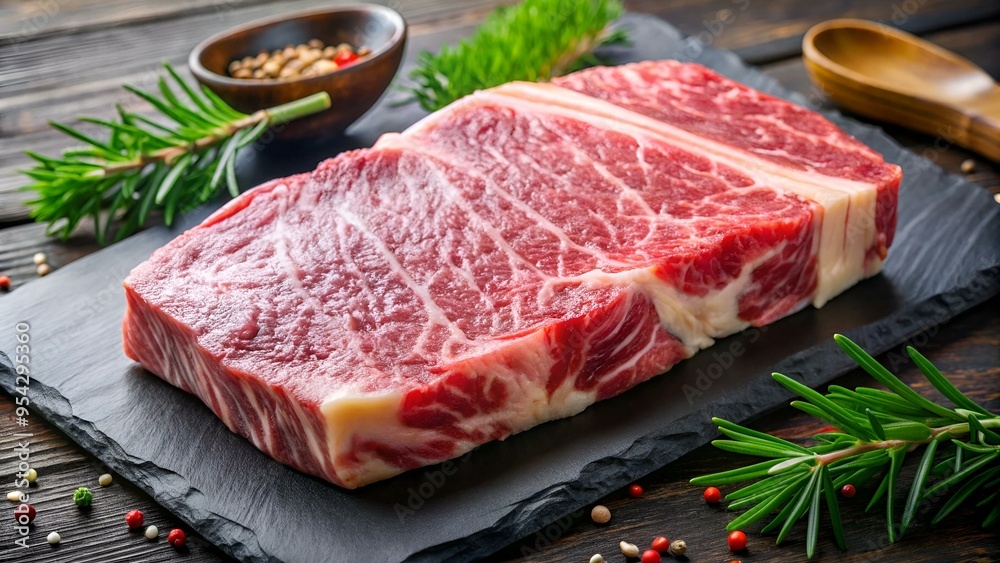 シズル感のある厚切り和牛ステーキ High-quality Japanese beef steak シズル感のある厚切り和牛ステーキ High-quality Japanese beef steak