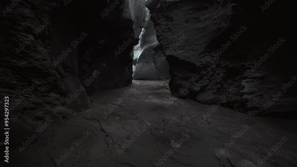 tunnel in the mountain between two rocks