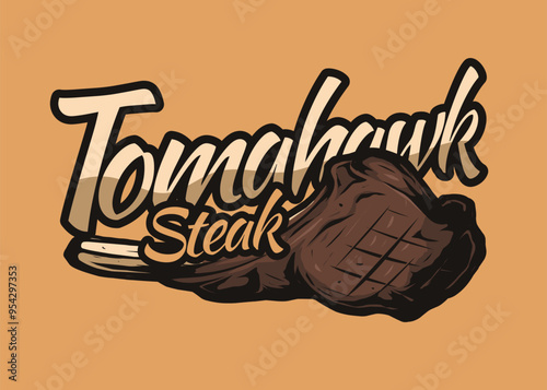 Tomahawk steak logo vector drawing