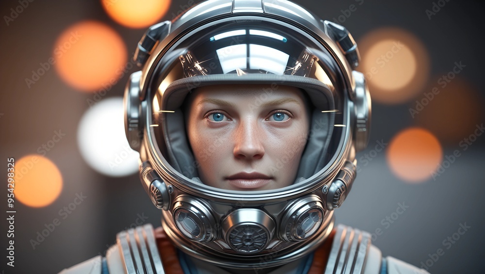 A Striking Close-Up of an Astronaut's Face with Piercing Blue Eyes A Striking Close-Up of an Astronaut's Face with Piercing Blue Eyes