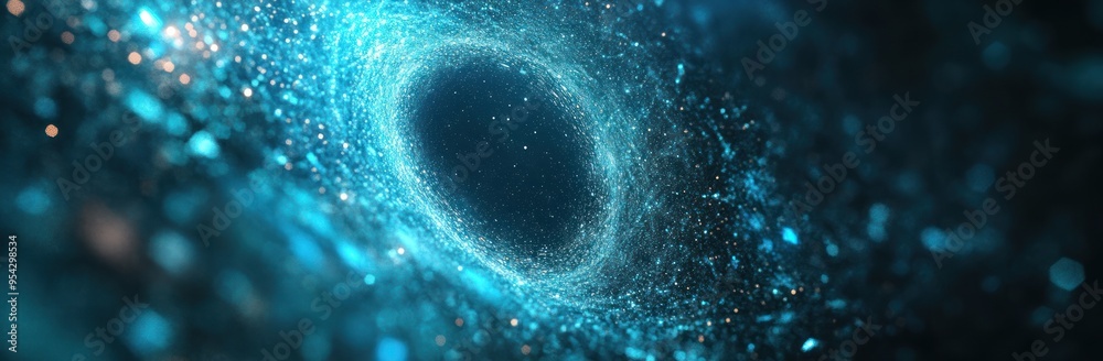 Fototapeta premium Abstract Blue Swirling Vortex with Glowing Particles