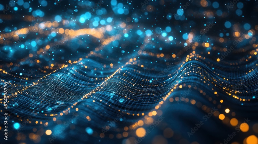 Abstract Blue and Gold Waves of Light Abstract Blue and Gold Waves of Light