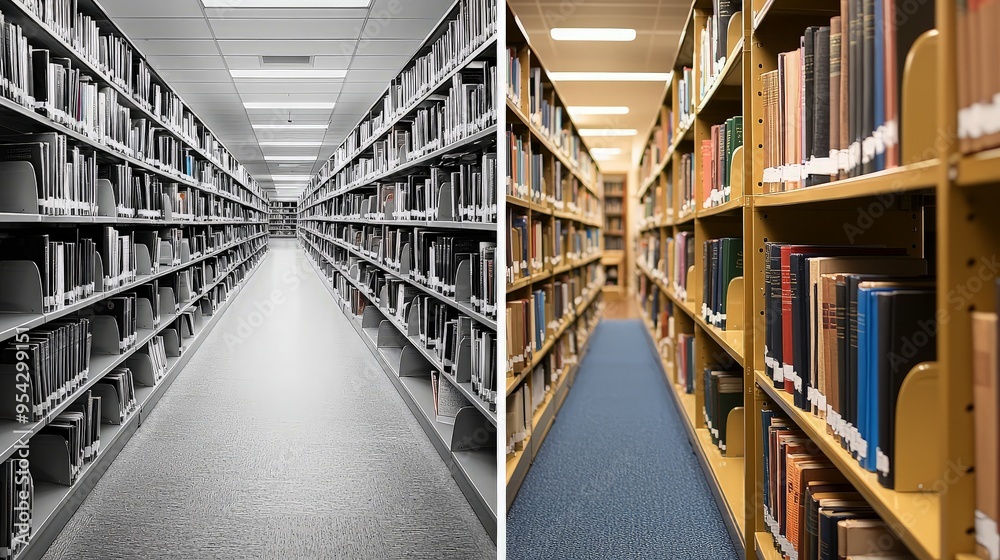 Obraz premium Bookshelf in a Library