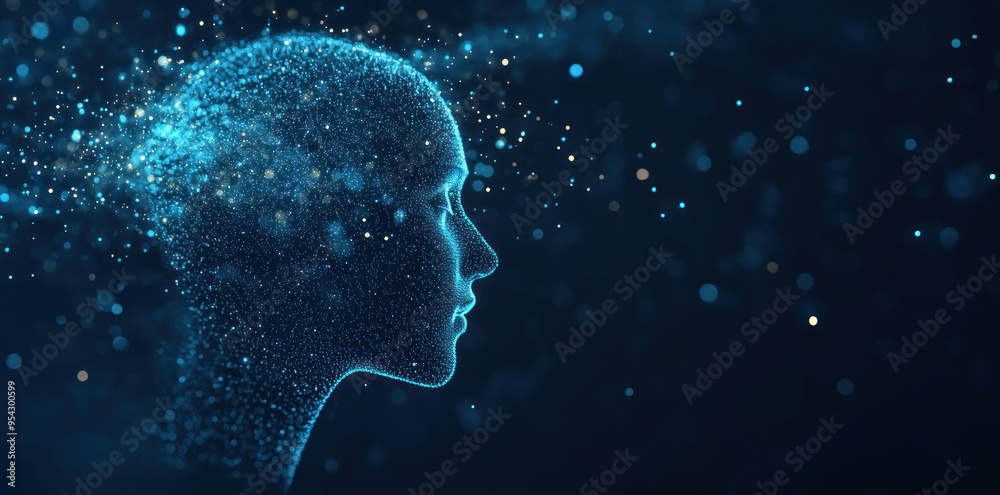 Digital Human Silhouette with Abstract Particles Digital Human Silhouette with Abstract Particles