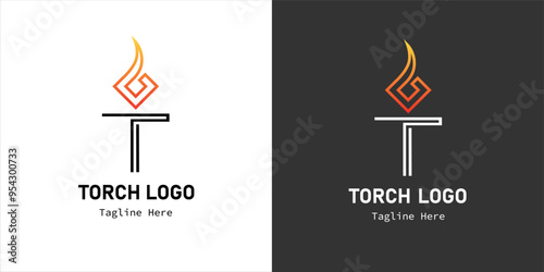 Vector logo design of torch