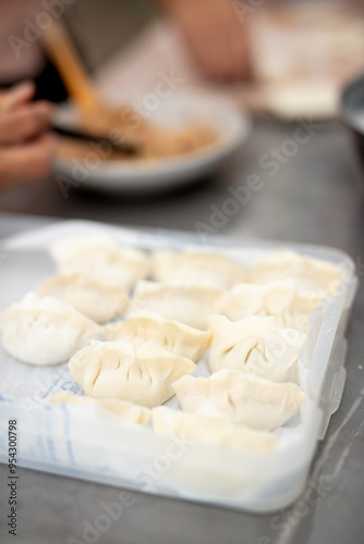 Making traditional Chinese food dumplings