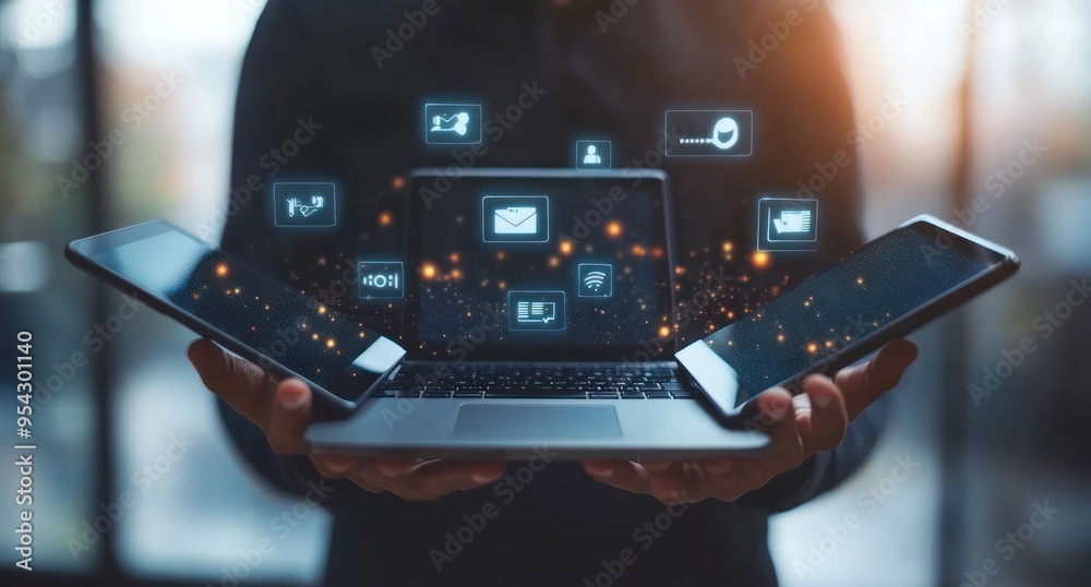 Fototapeta premium Digital Connectivity: Seamlessly Connecting Devices