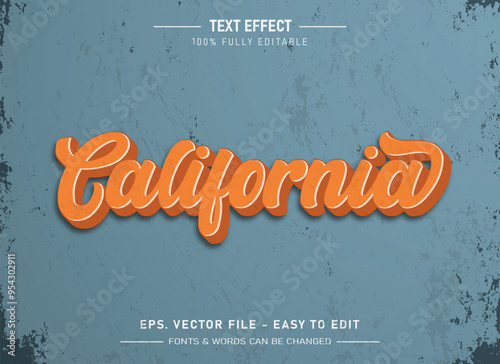 California editable text effect retro style