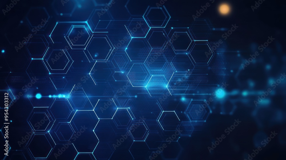 Fototapeta premium Abstract Blue Hexagon Pattern Digital Background