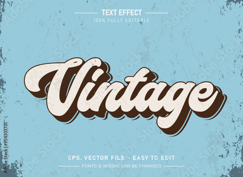 Vintage editable text effect retro style