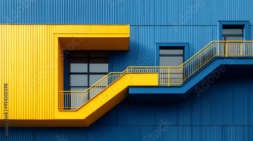 Yellow and blue exterior wi...