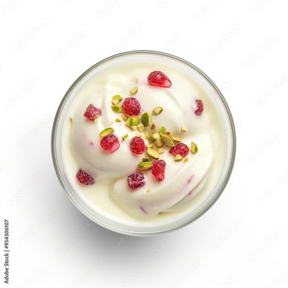 Falooda on a bowl top view isolated on a white background Falooda on a bowl top view isolated on a white background