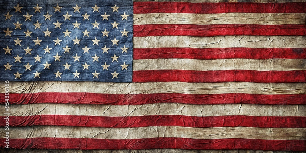 Obraz premium American flag wall art decoration detailed model with realistic texture and fabric folds