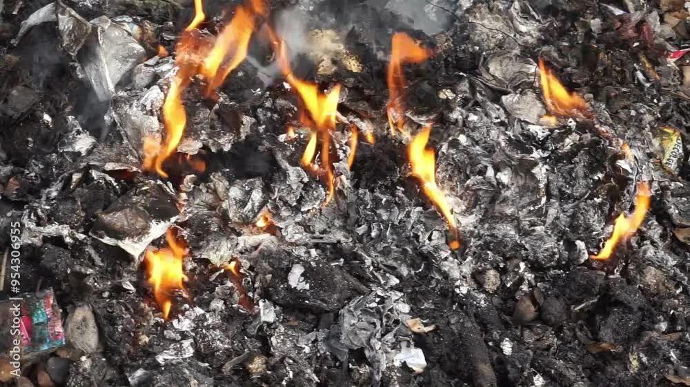The fire burns the paper until it turns into dust during the day
The fire burns the paper until it turns into dust during the day