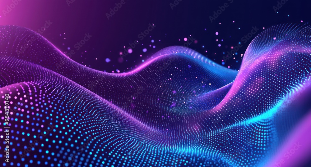 Abstract Digital Wave with Glowing Particles Abstract Digital Wave with Glowing Particles