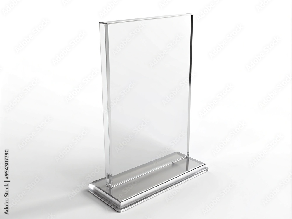 Attractive clear acrylic sign stand with sleek base Attractive clear acrylic sign stand with sleek base
