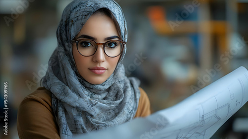 Young woman in hijab with g...
