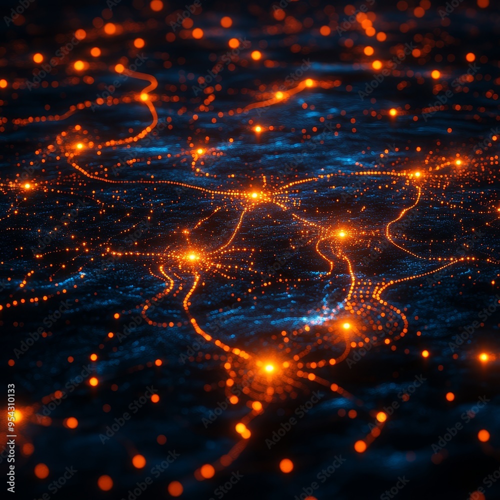 Fototapeta premium Abstract Network Connection with Glowing Lights