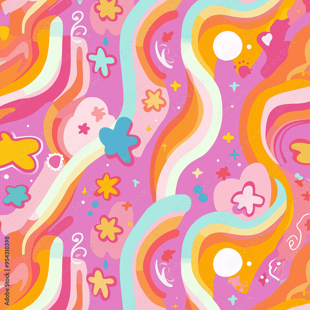 Colourful Groovy seamless pattern background Colourful Groovy seamless pattern background