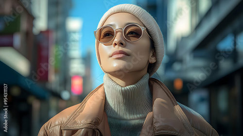 Young woman wearing a brown...