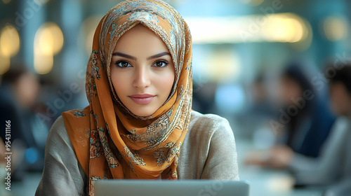 Young woman wearing a heads...