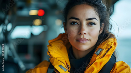 Young woman wearing a yello...
