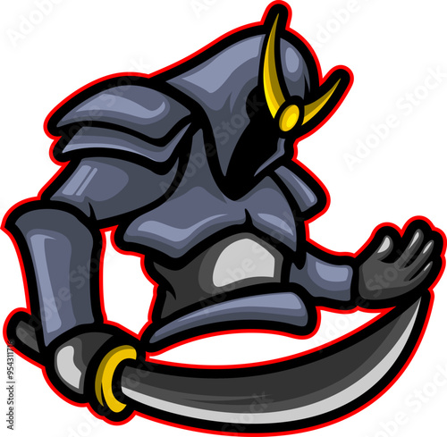 Japanese samurai mascot logo vector