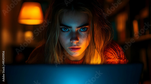 Young woman with blue eyes ...