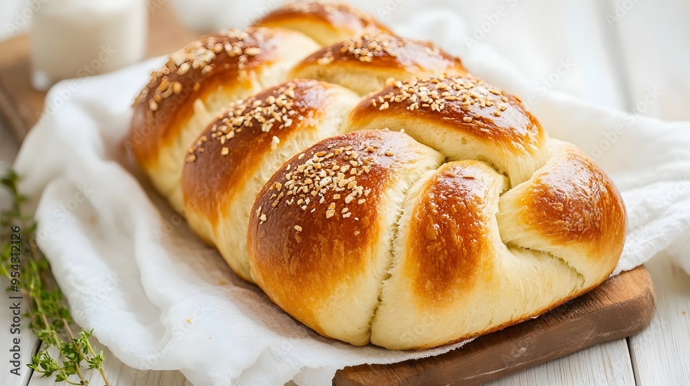 Freshly Baked Challah Bread with Golden Braided Crust Freshly Baked Challah Bread with Golden Braided Crust