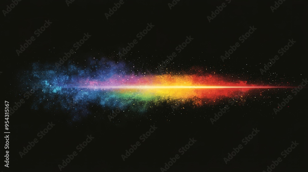 Rainbow Colored Stardust Explosion on Black Background Rainbow Colored Stardust Explosion on Black Background