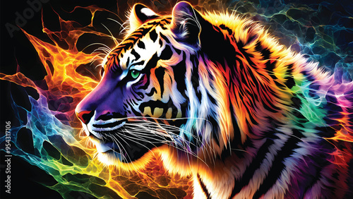 Tiger colorful abstract art background vector illustration AI generated