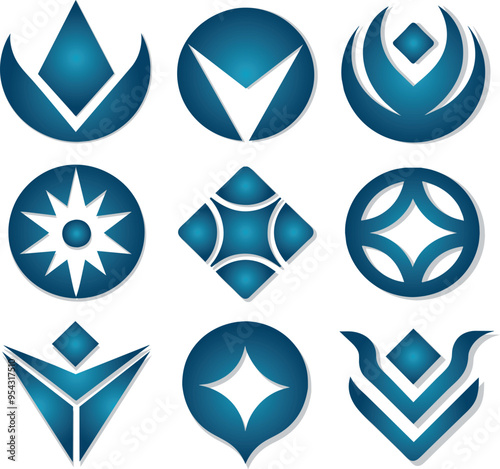 Abstract minimalist Geometric Flat Blue Logo Collection For branding Vector Illustrations Royalty-Free PNG Designs