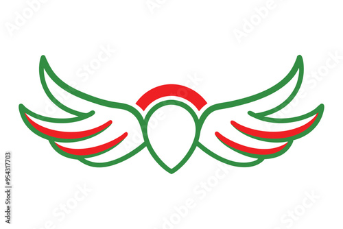 Christmas angel wings vector line art, clipart illustration with isolated on white background