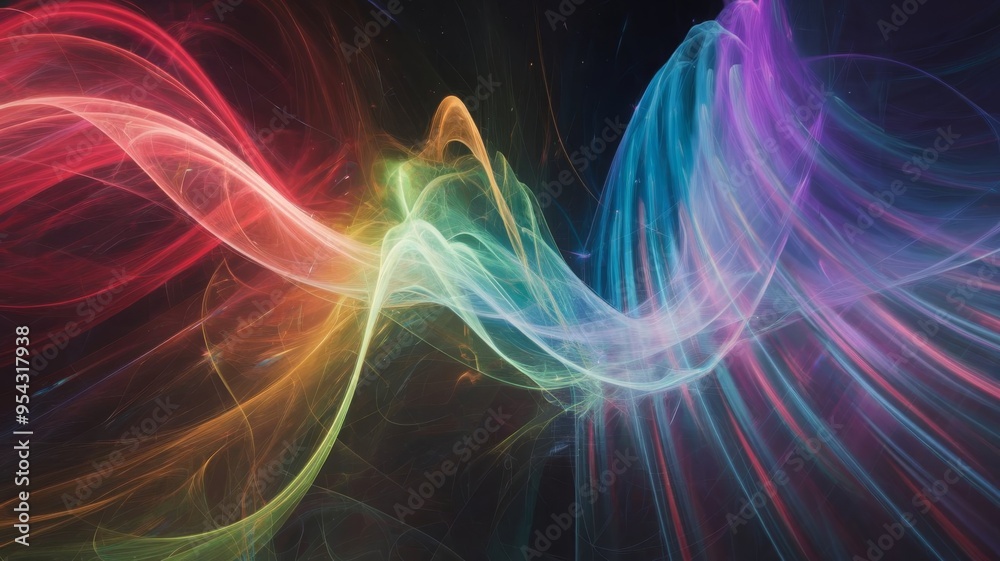 Vibrant Rainbow Lights Abstract Background, Colorful Blurred Light Streaks for Artistic Design Vibrant Rainbow Lights Abstract Background, Colorful Blurred Light Streaks for Artistic Design