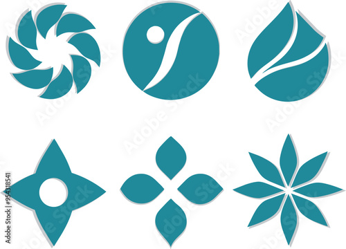Abstract minimalist Geometric Flat Blue Logo Collection For branding Vector Illustrations Royalty-Free PNG Designs