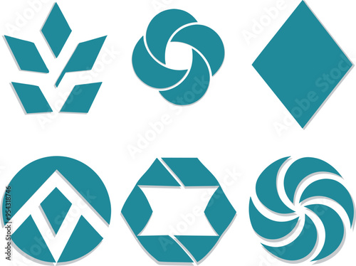 Abstract minimalist Geometric Flat Blue Logo Collection For branding Vector Illustrations Royalty-Free PNG Designs