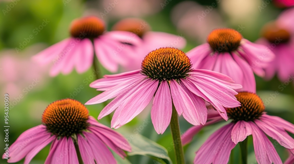 Pink Coneflowers Blooming in Summer Pink Coneflowers Blooming in Summer