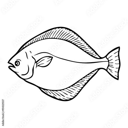 sole fish sketch vector illustration