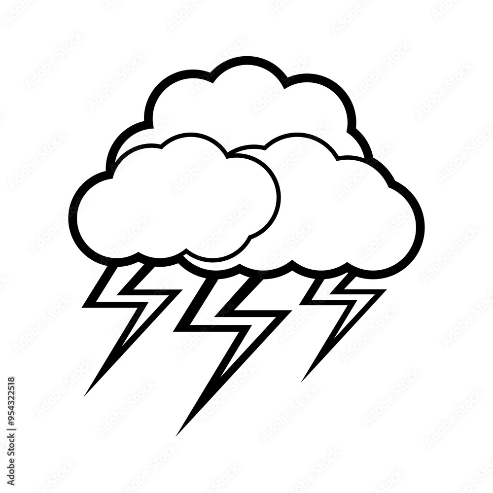 cloud lightning line vector illustration cloud lightning line vector illustration