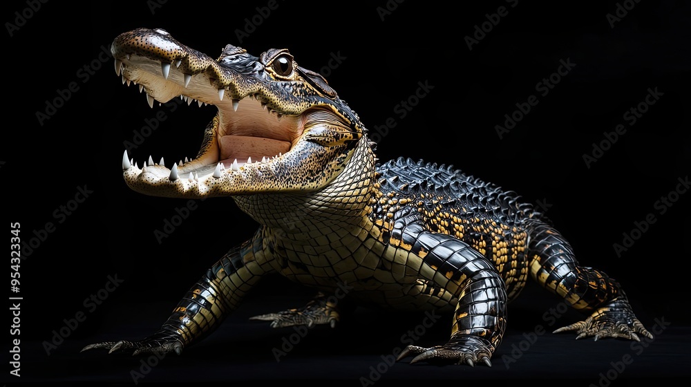 Close-up of an Alligator with Open Mouth, Sharp Teeth, and Claws Close-up of an Alligator with Open Mouth, Sharp Teeth, and Claws