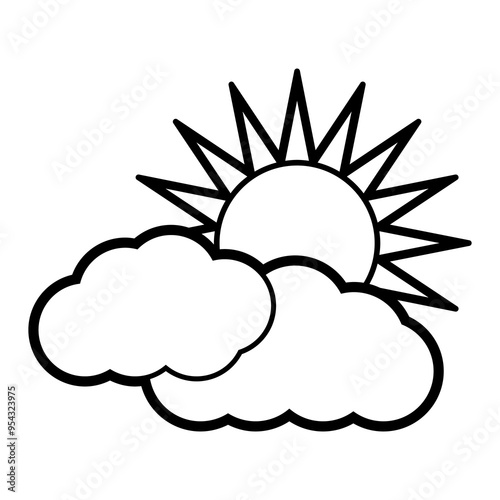 sunny weather line vector illustration