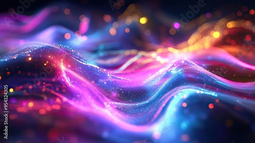 Abstract Wavy Background with Glittering Lights