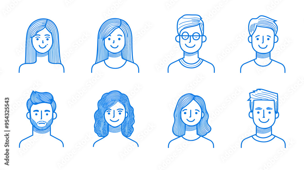 Simple Blue Line Portraits Simple Blue Line Portraits